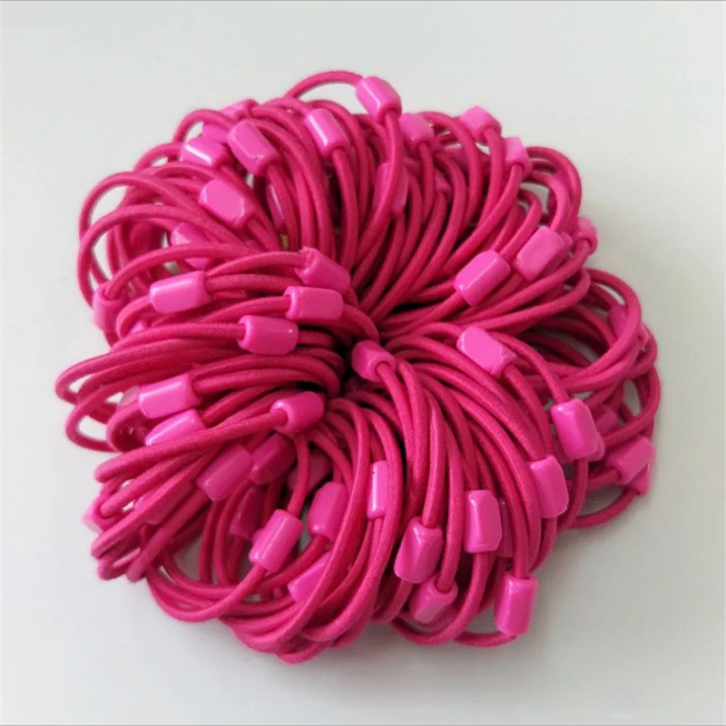 100 шт карамельный цвет головной убор Эластичные аксессуары для волос резинки для волос DIY резинки для волос для девочек - Цвет: Розово-красный
