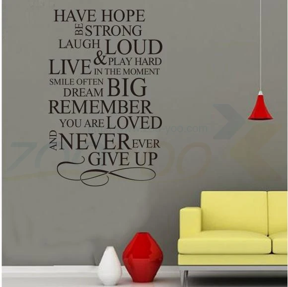 & DIY Have Hope Be Strong Quote Wall Sticker Living Room Vinyl Bedroom