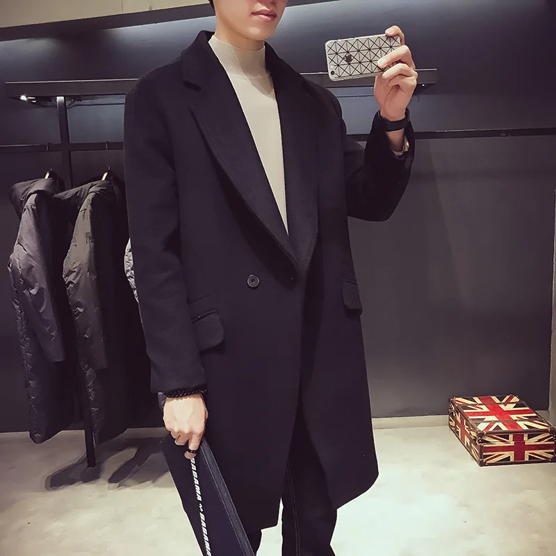 Korean Trench Coat Men Kimono Cardigan Man Patchwork Sailor Coat