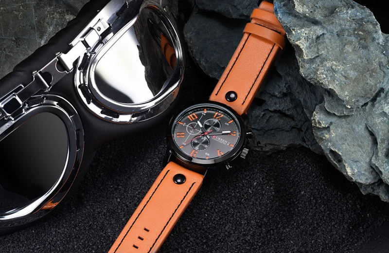 CURREN Мужские спортивные часы водонепроницаемые Модные наручные часы Montre Homme натуральная кожа Relojes Hombre кварцевые мужские деловые часы