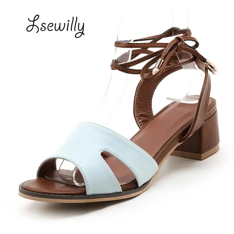 

Lsewily 2017 Summer Women Sandals Open Toe Women's Sandles Thick Heel Women Shoes Korean Style Gladiator Shoes size 32-46 SS854