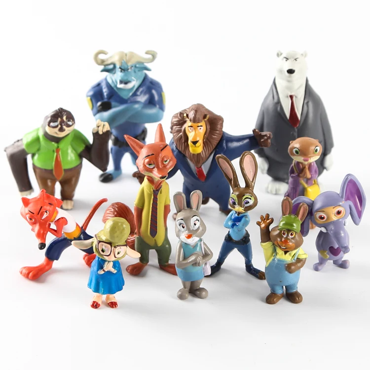 

Disney 12pcs/Set 4-8cm Zootopia Toys Action Figure Doll Toy PVC Zootopia Figure Toys Rabbit Judy Cop Fox Nick Cartoon Brinquedos