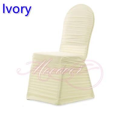 Ivory Colour Universal Lycra Chair Cover Pleated Ruched Wedding Decoration Wholesale |