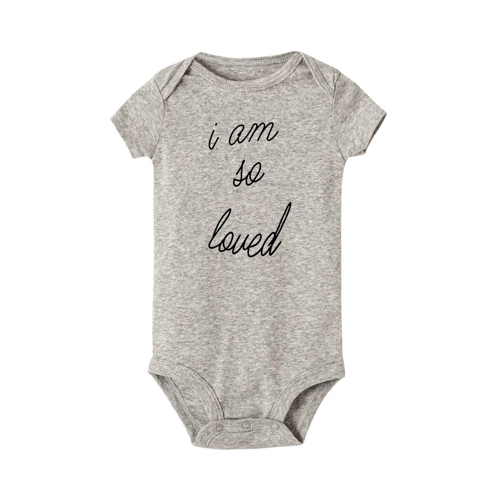 I Am So Loved Funny Cute Babe Onesie Newborn Baby Bodysuit Infant Short Sleeve Creeper Baby Boy Girl Clothes Body Suit