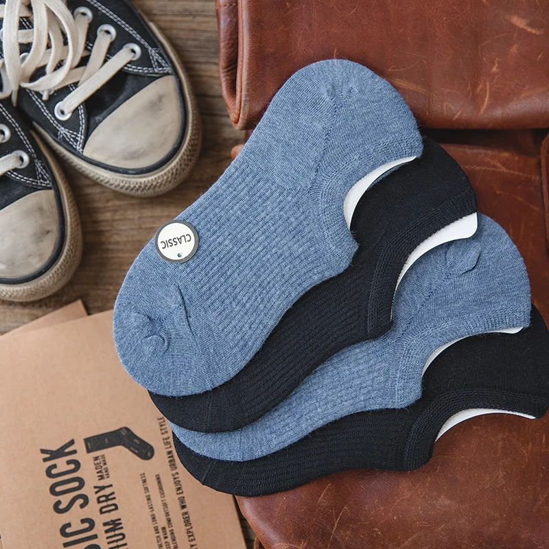 

Maden Retro Breathable Socks Summer Japanese Rib Socks Sweat-Absorbent Solid Color Cotton Boat Two pairs Socks