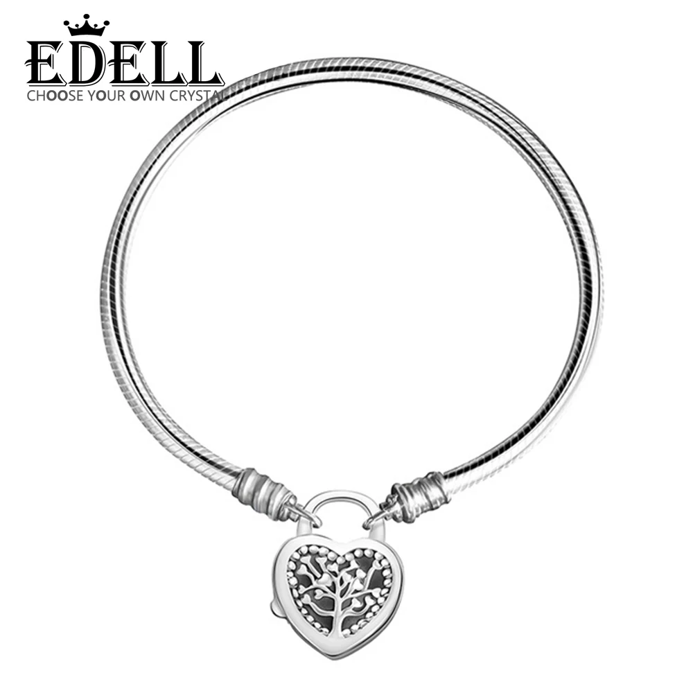 

EDELL 100% 925 Sterling Silver Original Genuine 1:1 Charm Tree of Life Bracelet Temperament DIY Beaded Women Jewelry