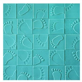2x 3D Footprint Pattern Wall Sticker Covering Decor Renovate 700 x 700 x 5mm Eco-friendly PE Foam Waterproof White Pink - Цвет: Небесно-голубой