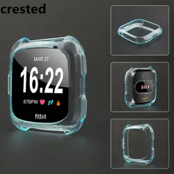 Хохлатая Силиконовые Рамка полное покрытие для Fitbit Versa Чехол защитный прозрачный чехол Защита экрана Смарт-часы аксессуары