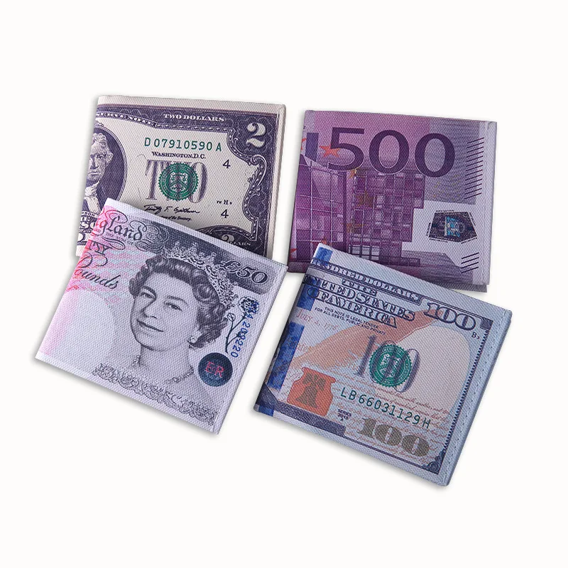 Бумажный зажим для денег мужской женский холщовый доллар кошелек в европейском стиле короткий тонкий мини-кошелек 2 сложения студенческий мультяшный дешевый Подарочный мешок для монет