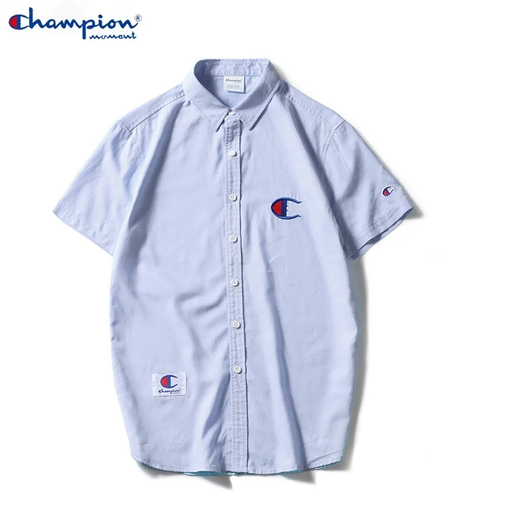 

Champion Moment Couple Casual Shirt Streetwear Cotton Loose Short Sleeve Top Brand Embroidery Big C Shirt Summer Clothing M-2XL