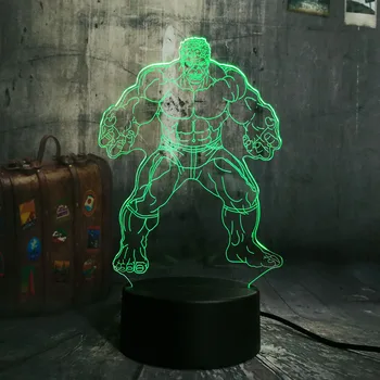 

The Hulk The Avenger Cool Super Hero RGB 3D LED Night Light Desk Lamp Multicolor RGB Bulb Christmas Home Decor Kids Novelty toys