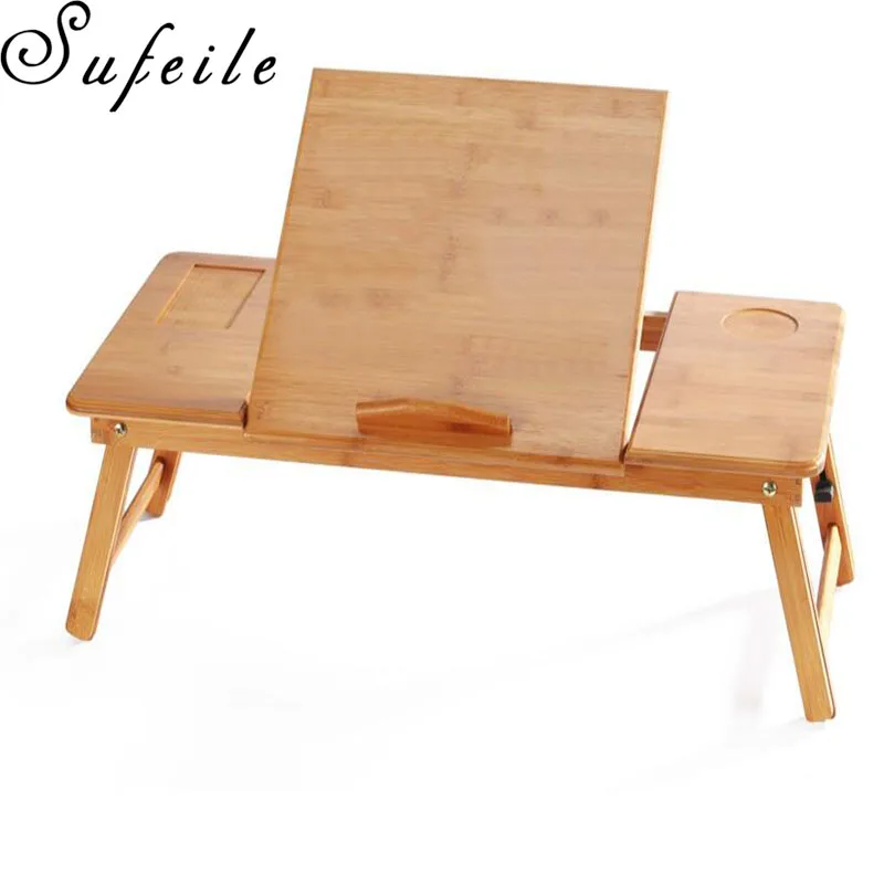 

SUFEILE Portable Folding Learning Laptop Desk Adjustable office computer desk Bamboo table for lazy people D5