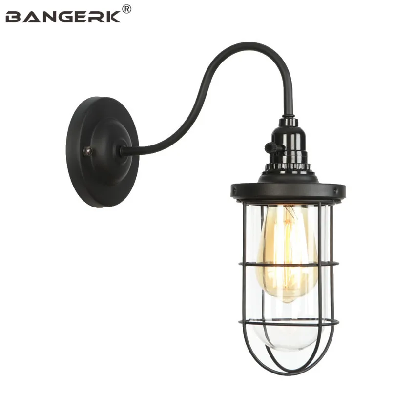 

American Industrial Vintage Wall Lamp Loft Switch Iron Glass LED Edison Sconce Wall Lights Home Decor Indoor Lighting Fixtures
