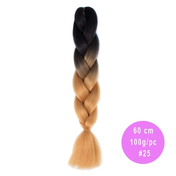 AliRobam Ombre Jumbo Braids Hairstyles Hair For Russian Women Big Box Braids Colors Synthetic Braiding Hair 24'' 100g - Цвет: T1B/красный