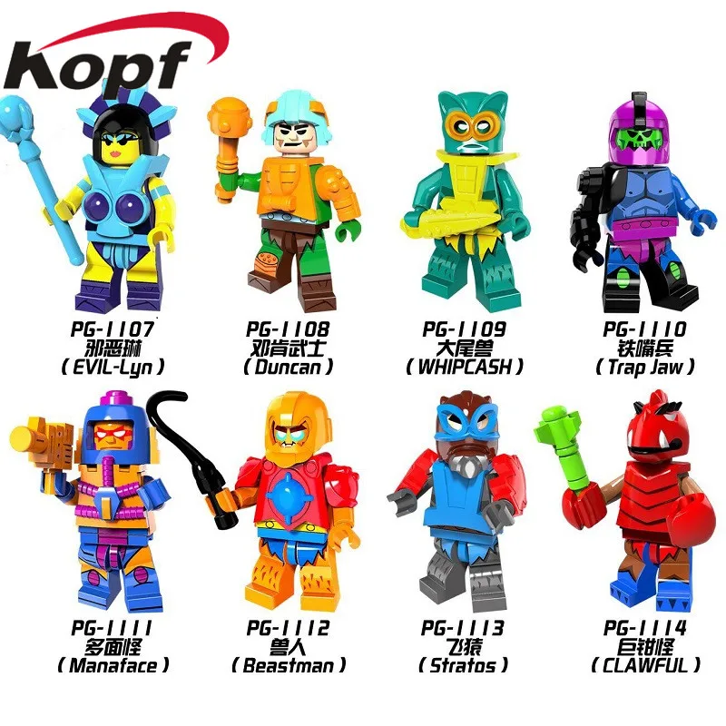 

20Pcs Building Blocks Super Heroes HE-Man MASTERS Evil-Lyn Whipcash Trap Jaw Clawful Beastmas Figures Toys For Children PG8094