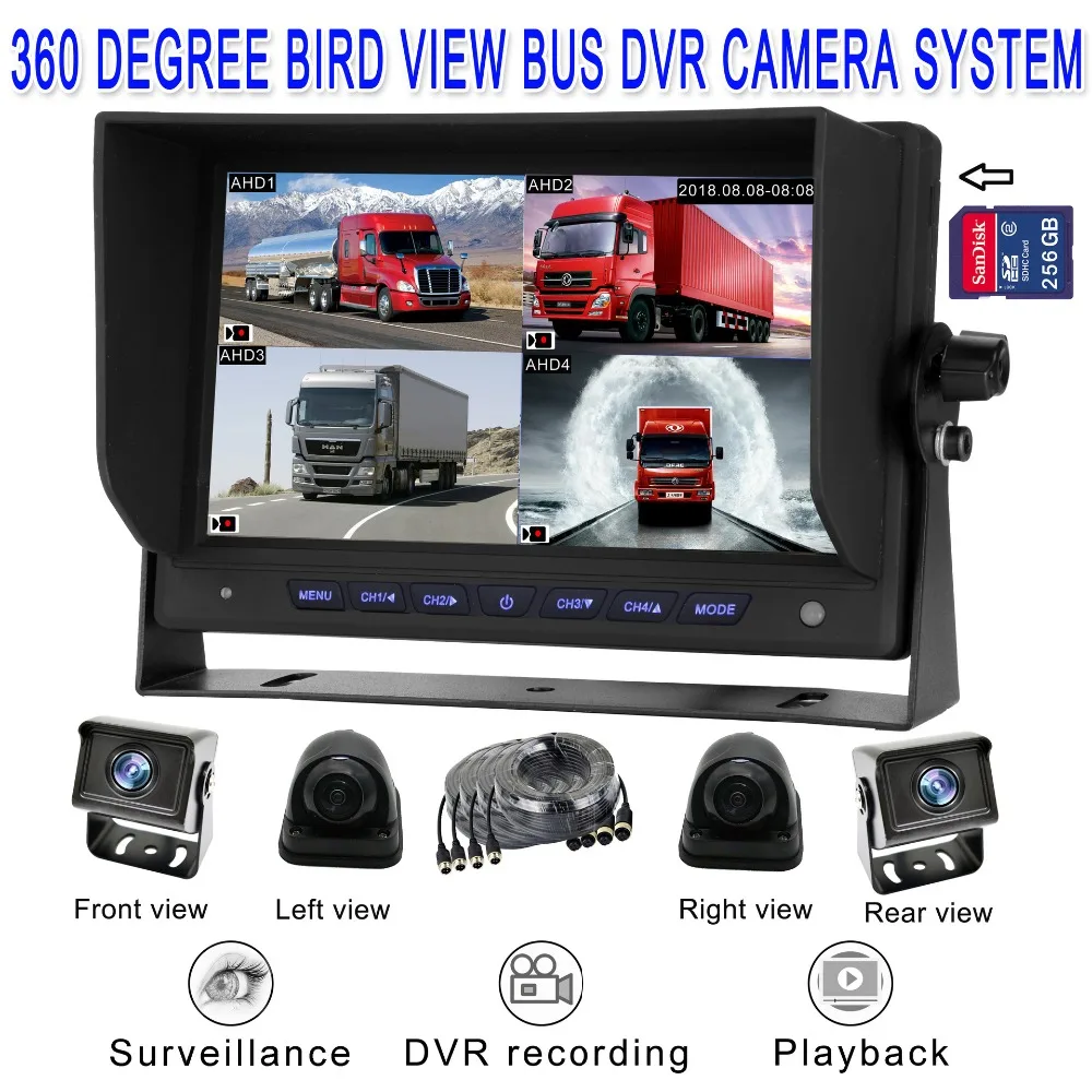 ACCFLY Truck 360 degree HD AHD rear view camera reverse camera kit 7 inch display one machine set AHD 720P HD camera