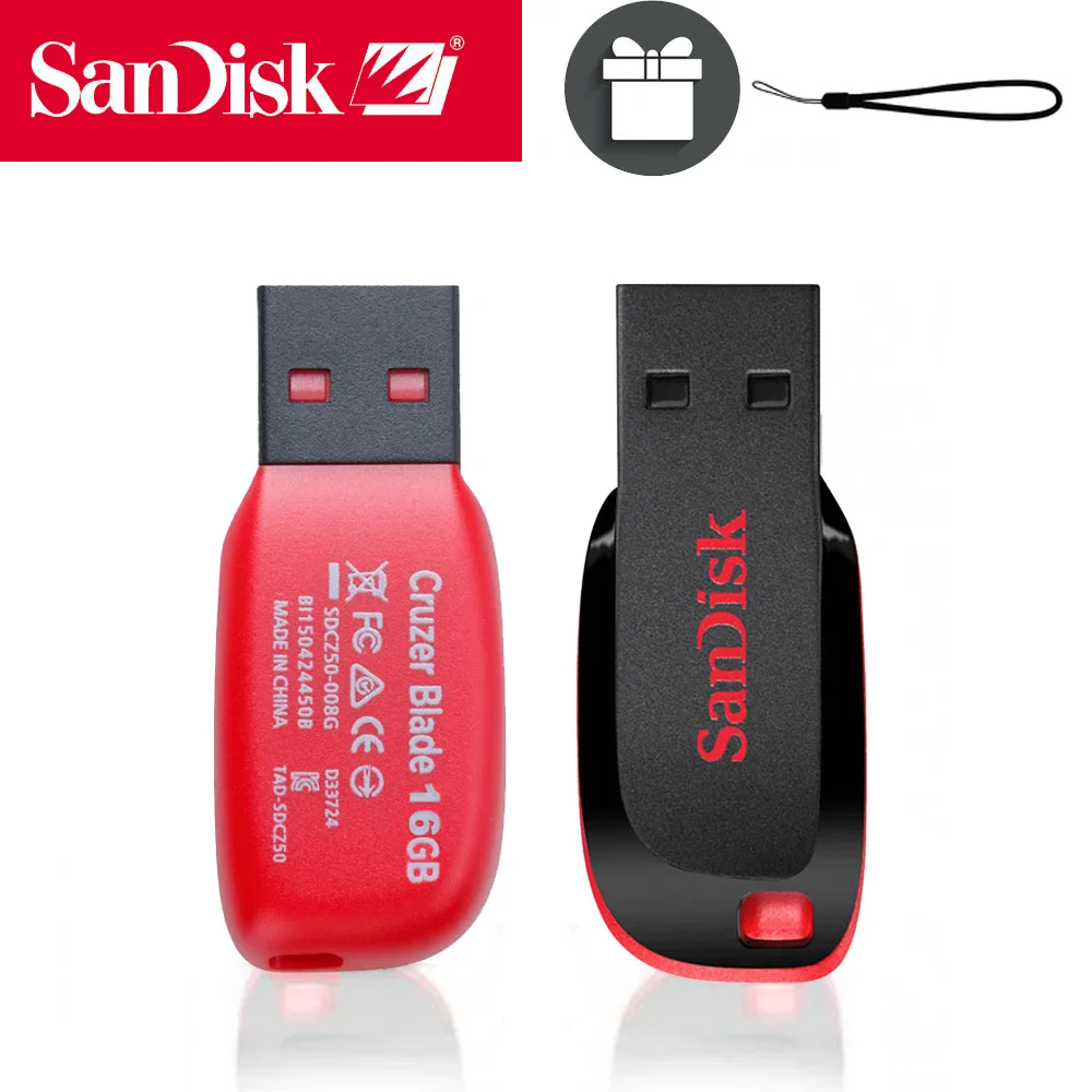 SanDisk Cruzer Blade USB Flash Drive Stick 16GB 32GB 64GB 128GB Blue Pink Green 