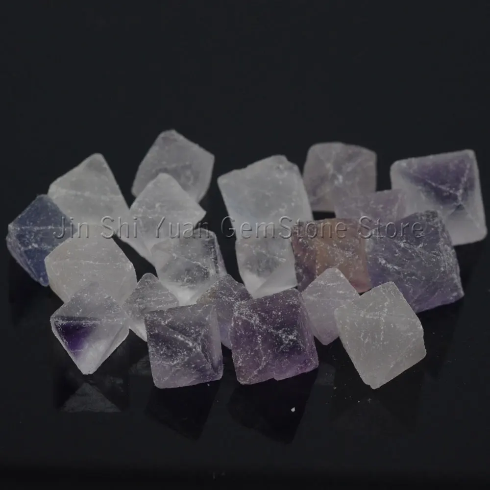 10-15mm Natural Tumbled Gemstone Purple Fluorite Octahedral Stones Quartz Crystal Reiki Healing Fish Tank Aquarium Decoration 