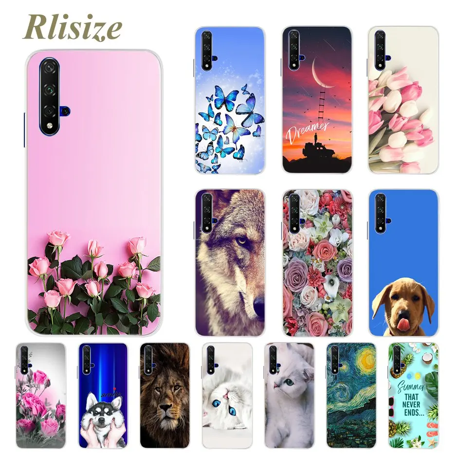 

Flower Case For Huawei Honor 20 Cover 6.26 '' Coque Soft Silicone TPU Phone Case For Huawei Honor 20 Pro 20pro Funda Capa Bumper