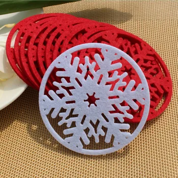 

100 pcs/lot Creative fashion Mini cute red Snowflake cup mat coaster bowl coffee tea pad Christmas home Decoration 40%off