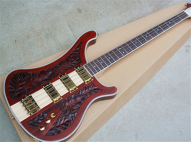 

Classical 4-String Electric Bass Guitar with Neck-Thru-Body,Rosewood Fretboard,Gold Hardwares,3 Pickups,can be customized