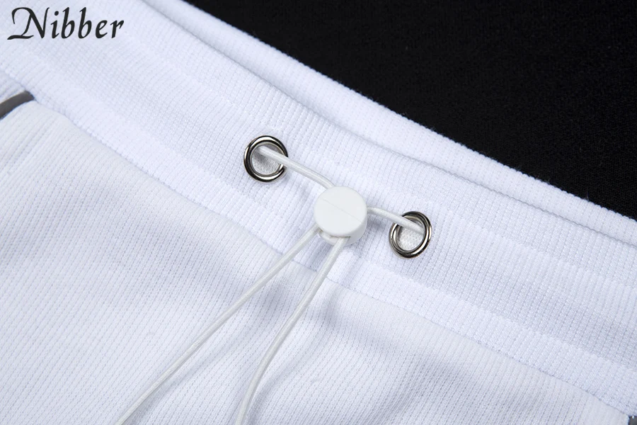 Nibber модная Светоотражающая спортивная одежда пэчворк комплекты из 2 предметов femme 2019new белые вязаные топы женские футболки мини-футболки