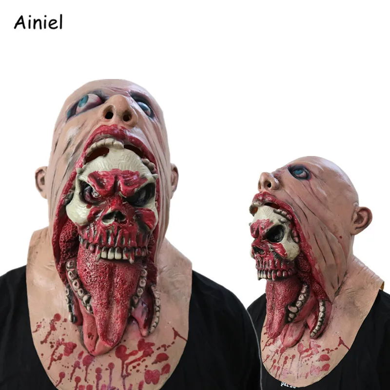 

Terror Mask Cosplay Costume Halloween Zombie demon Terror Terrified Scary Latex Mask Carnival Party Cosplay Costume Men Women