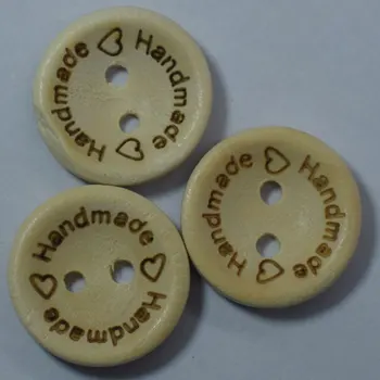 

100PCs Natural Color Handmade Letter 2 Holes Wooden Button DIY Sewing Wooden Buttons for Needlework Scrapbooking 15/20/25MM