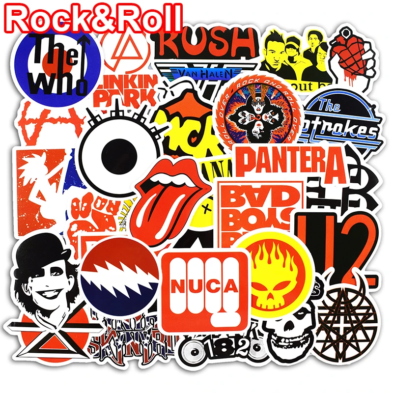 50 Pcs Rock Roll Stickers for Laptop Luggage Bicycle Car Styling Skateboard Motorcycle Vinyl Decal Graffiti