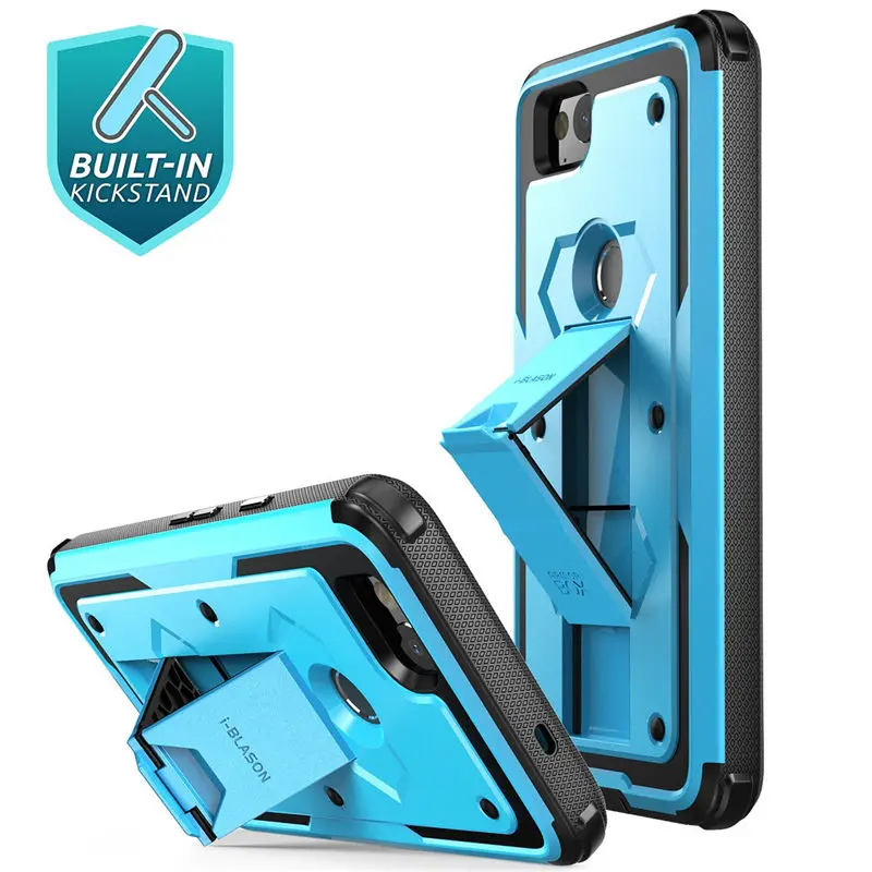  For Google Pixel 2 Case i-Blason Armorbox Full Body Heavy Duty Shock Reduction Kickstand Case With 