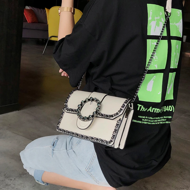 Модная ретро Женская сумка со стразами, новинка, женская дизайнерская сумка, качественная женская сумка из искусственной кожи, женская сумка на цепочке, сумки через плечо