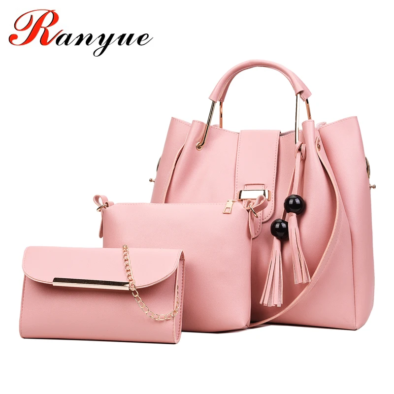 

RANYUE 3 Set Women Handbag Large Tote Bag Shoulder Crossbody Bag With Soft Artificial Leather Female Messenger Bag Small Purse