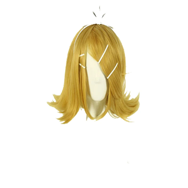 

Your Style Synthetic Short Straight Golden Bob Style Cosplay Wigs Women Yellow Natural Hair Wig High Temperature Fiber