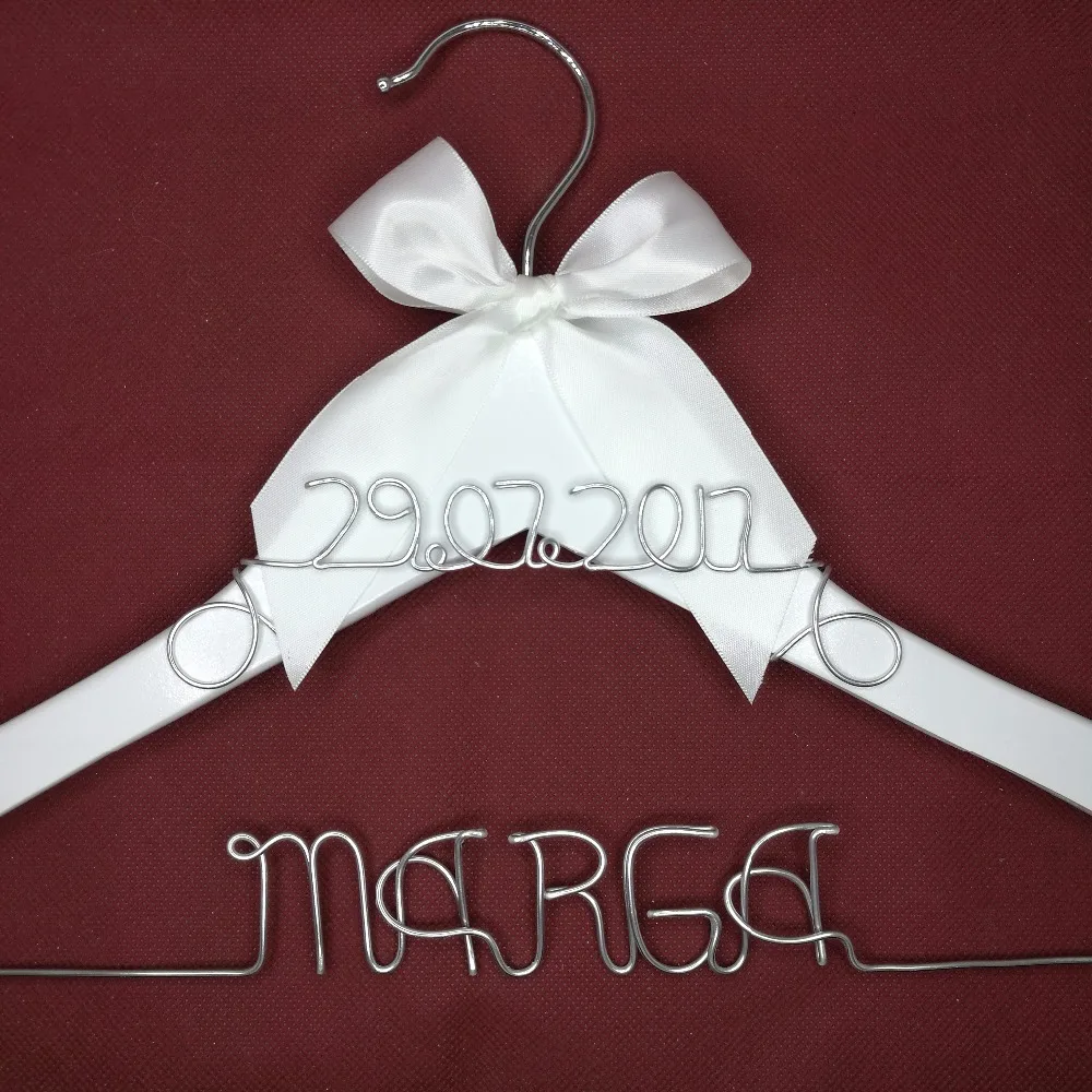 

Personalized Wedding Hanger, bridesmaid gifts, name hanger, brides hanger custom Bridal Gift white hanger with bowknot