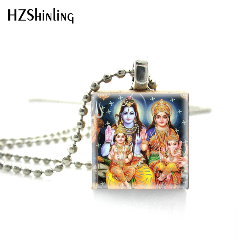 

2018 New Fashion Vintage Ganesha Hindu Gods Goddesses Scrabble Game Tiles Retro Ganesh Photo Jewelry Ball Silver Chains Necklace