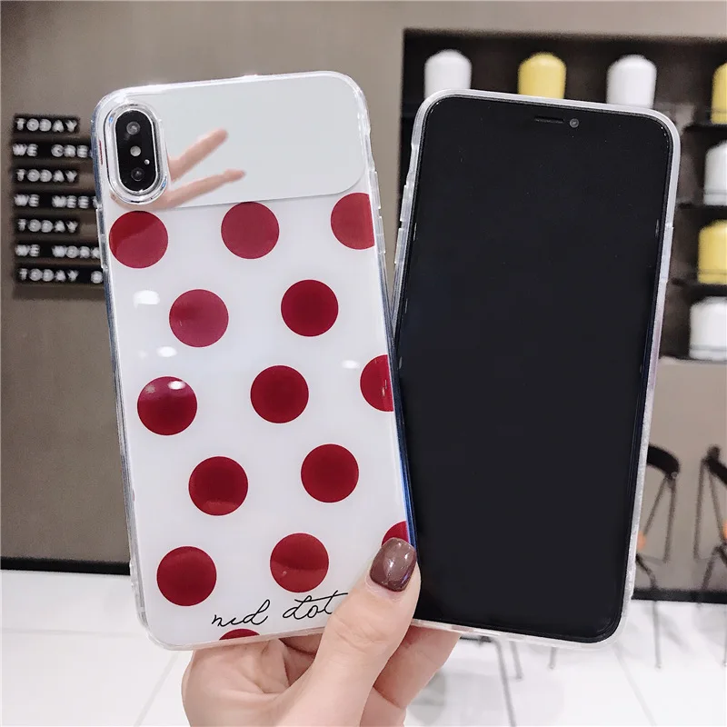 Fashion Simple and cute for iPhone 6 mobile phone case 6S 7 8 Plus X XS Max makeup mirror |