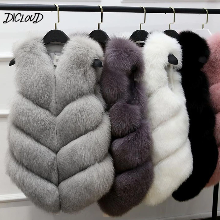

Fashion Luxury Faux Fur Vest Women 2018 Autumn Winter Sleeveless Stitching Vest Coat Woman Casual Elegant Plus Size Jacket 3XL