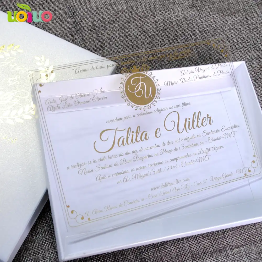 Carte D Invitation De Mariage Royale De Haute Qualite Carte Acrylique Transparente Et Luxueuse Avec Boite Aliexpress