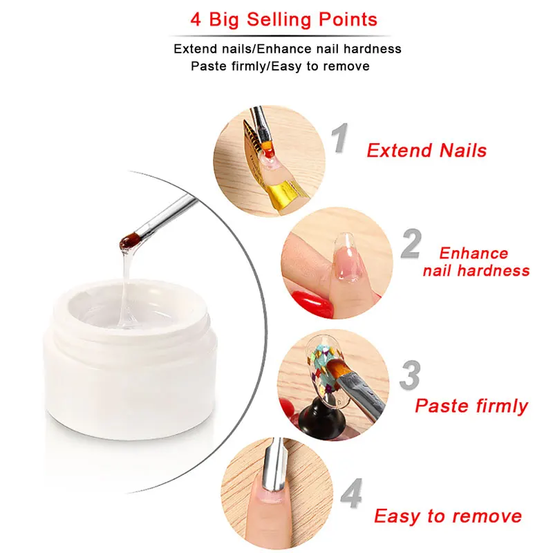 UV بناء هلام ل وصلات لإطالة الأظافر الهلام الاكريليك UV بناء الكريستال مسمار الفن التمديد نصائح الوردي/الأبيض/واضح تمديد هلام