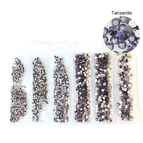1 упаковка стеклянные стразы для ногтей разных размеров SS4-SS12 украшения для ногтей камни блестящие камни для маникюра 40 цветов E7042 - Цвет: Tanzanite