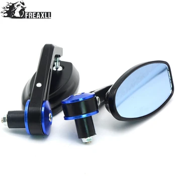 

Pair 7/8" 22mm Motorcycle Handlebar Bar End Mirrors Oval Blue Glasses Side Rear View Mirror Universal For kawasaki versys Suzuki