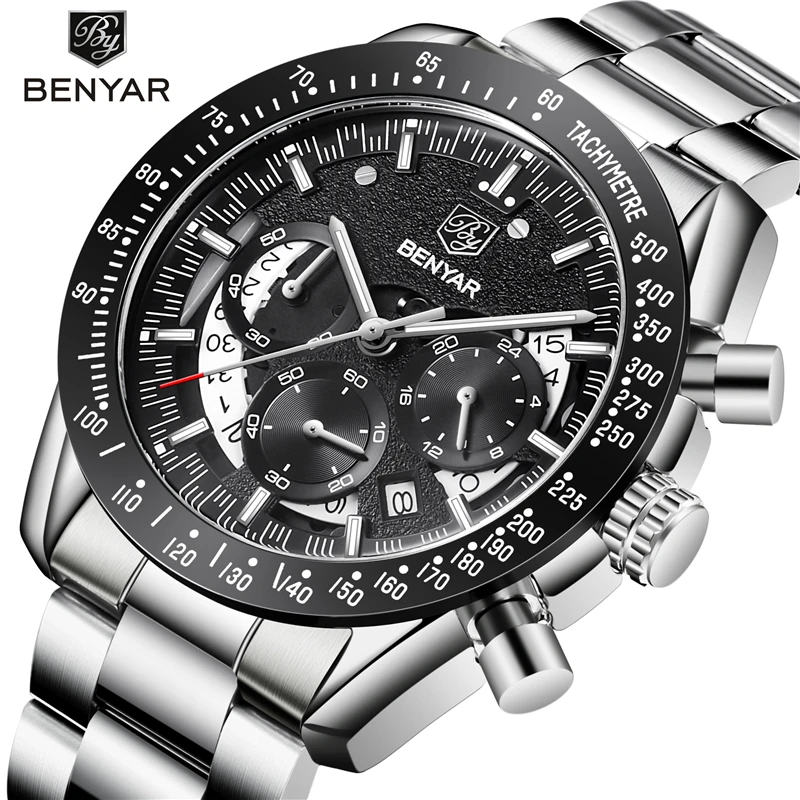 Montre Homme BENYAR модные спортивные мужские часы из нержавеющей стали Топ бренд