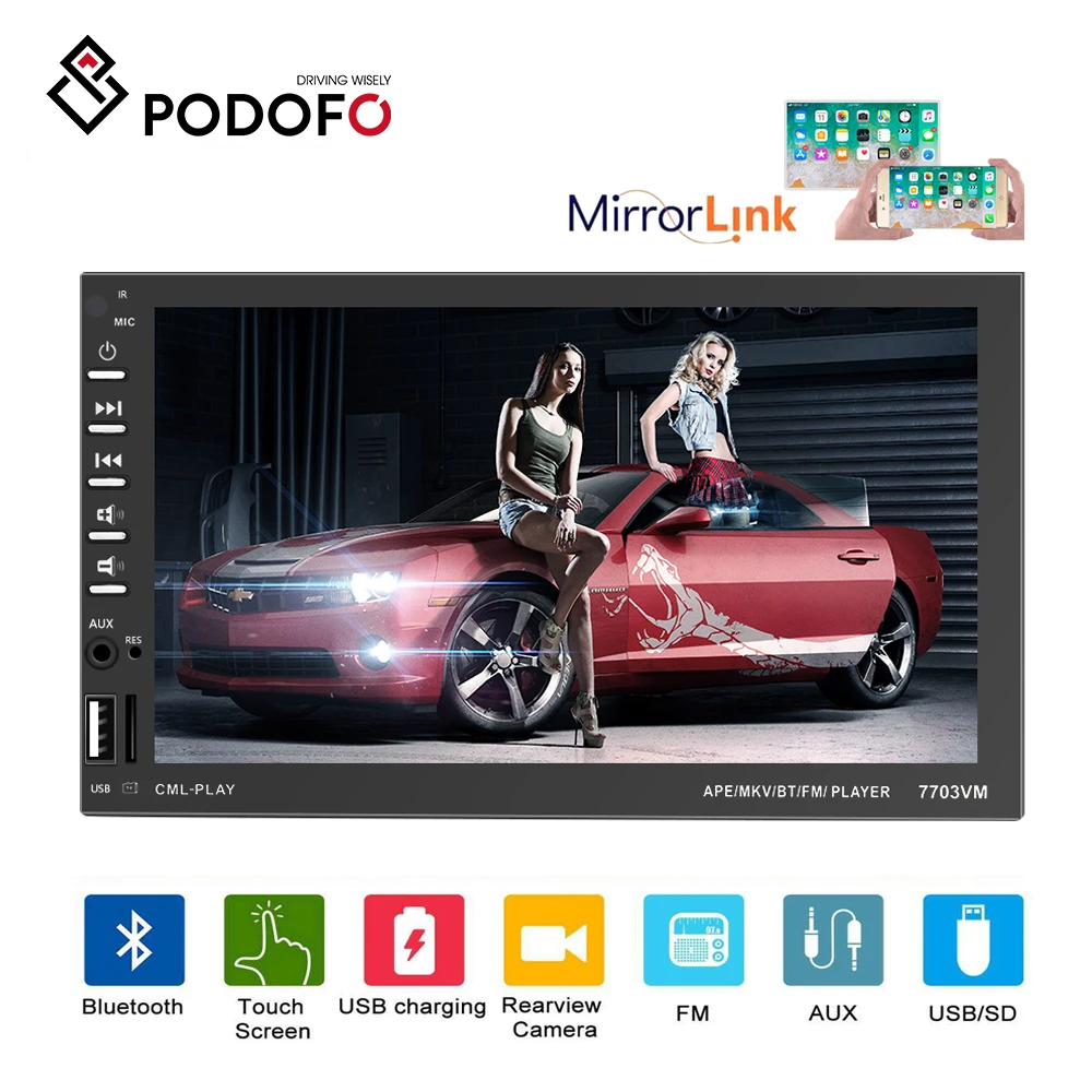 

Podofo 7" 2 Din Car Radio Stereo Auto Multimedia Player D-BUS Mirror Link Bluetooth Handsfree Autoradio FM Receiver Audio Radio