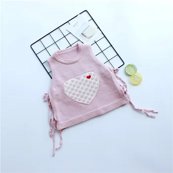 

New Cotton Children Winter Clothes Sweaters Bibicola Spring Girl's Vest Sleeveless Knitted Sweater Heart Shape Vest Clothes