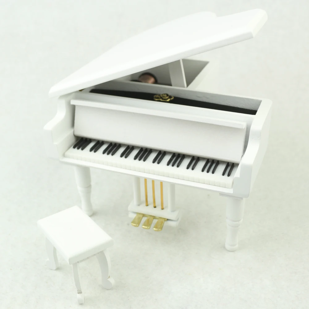 

ROSIKING Wooden Grand Bird's Poem Piano Shaped Music Box With Small Stool Creative birthday Gift For Birthday