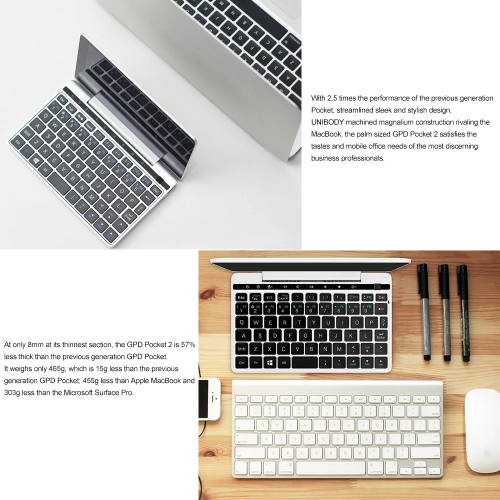 GPD Pocket 2 7 дюймовый мини ноутбук планшетный ПК Windows 10 64 бит Intel Core m3 7y30 Notebook 8 ГБ/128 ГБ 4G