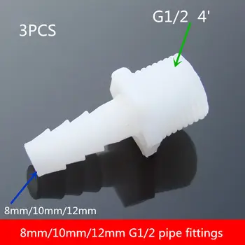 

3PCS/bag PC002 3 kind 8mm/10mm/12mm G1/2 4' plastic pipe connector hose connector pipe fittings