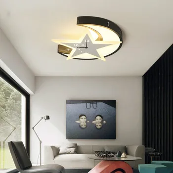 

Modern Star-Moon LED Children's Room ceiling Lamp Fashion clock bedroom study Lighting Black / White ceiling light ZSH5042