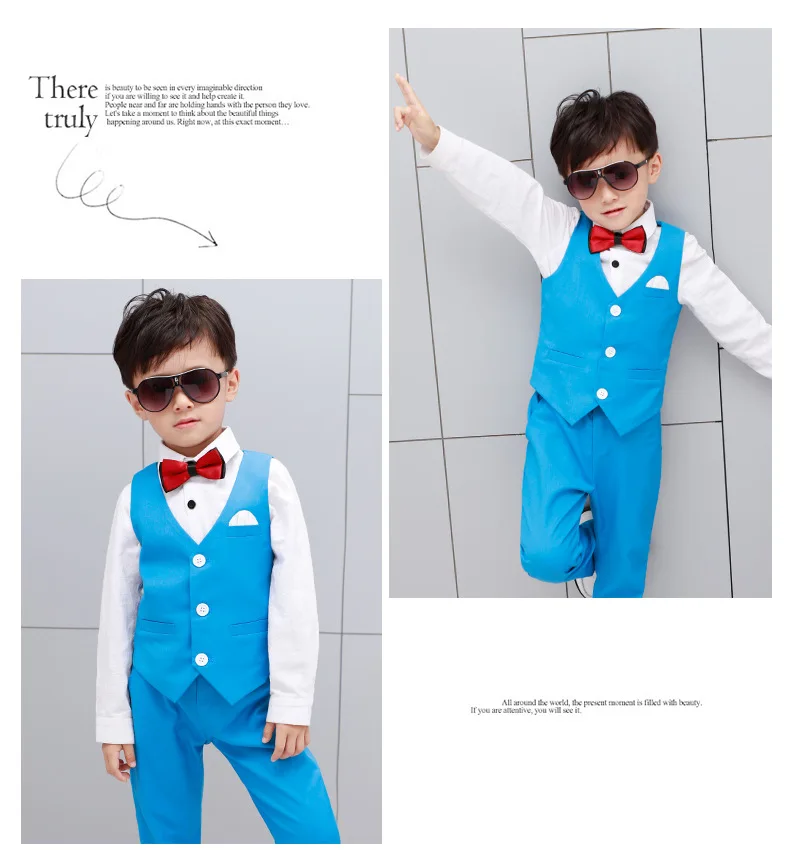 Boys Fashion Short Suits Vest Pants Set Kids Slim Fit 2pcs Suit Set For Boys Formal Classic Costume Wedding Birthday Party Suit