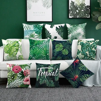

45*45Tropical rainforest plant chair pillow cover cushion cover polyester Polyester Throw Pillow Sofa Home Decorative Pillowcase
